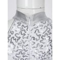 thumbnail image 5 of DPOIS Kids Girls Sparkly Sequin Ballet Dance Leotard Gymnastics Bodysuit Dancewear Silver 12, 5 of 6