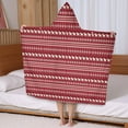 thumbnail image 5 of Red Christmas Folk Pattern Hooded Bath Towel，50"x30" for Ages 3 To 12 Kids, Quick Dry Lightweight Soft Microfiber Hood Beach Towel Cover Up for Kids, 5 of 7