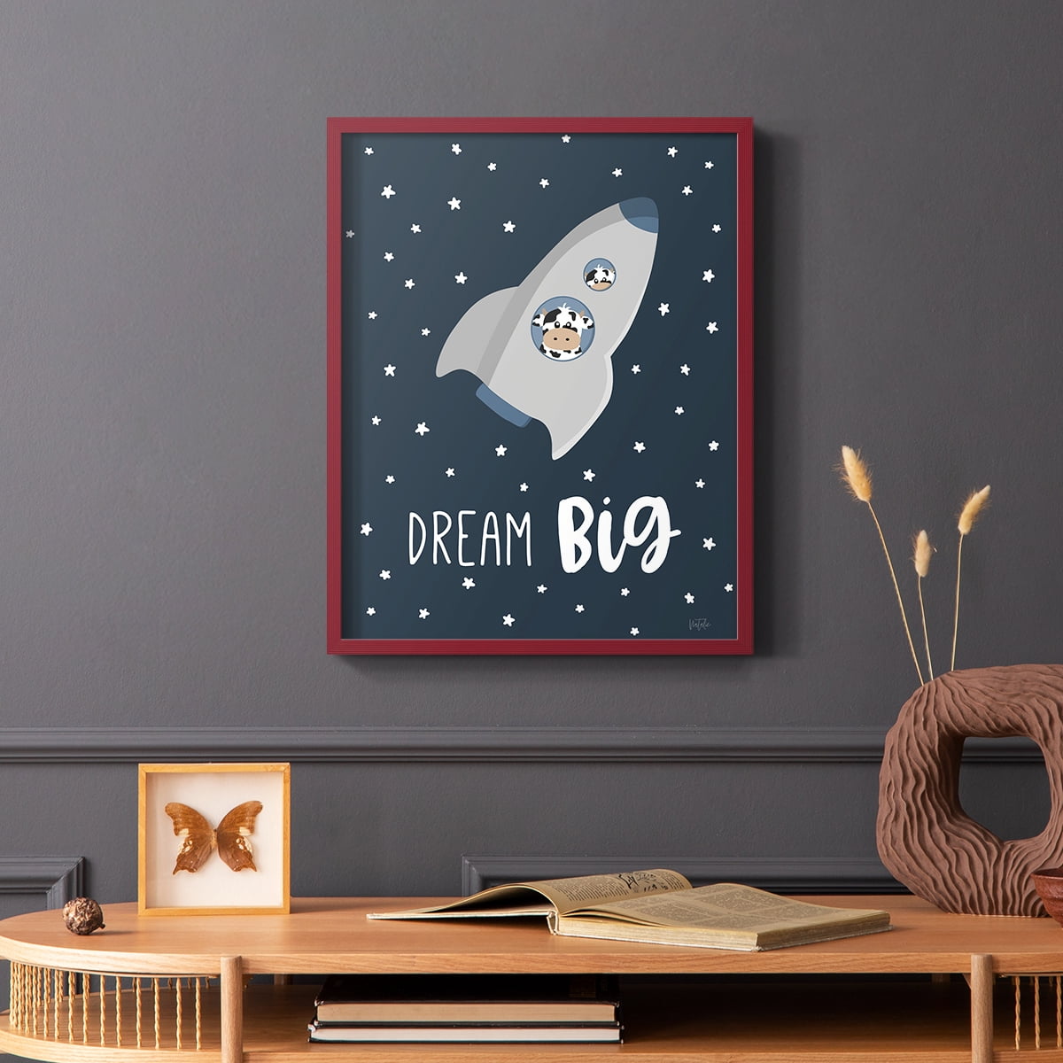 Cow in Space I in Paper Solid Wood 8 x 10 Framed Print