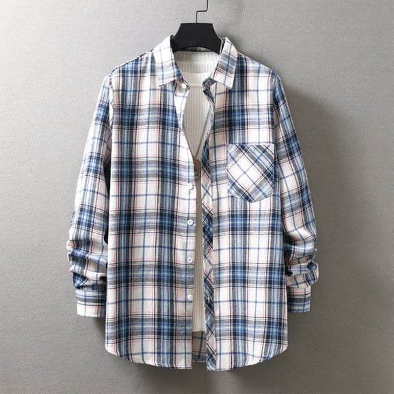 Aloohaidyvio Mens Flannel Shirts Cotton Long Sleeve Casual Regular Fit Button Down Plaid Shirts