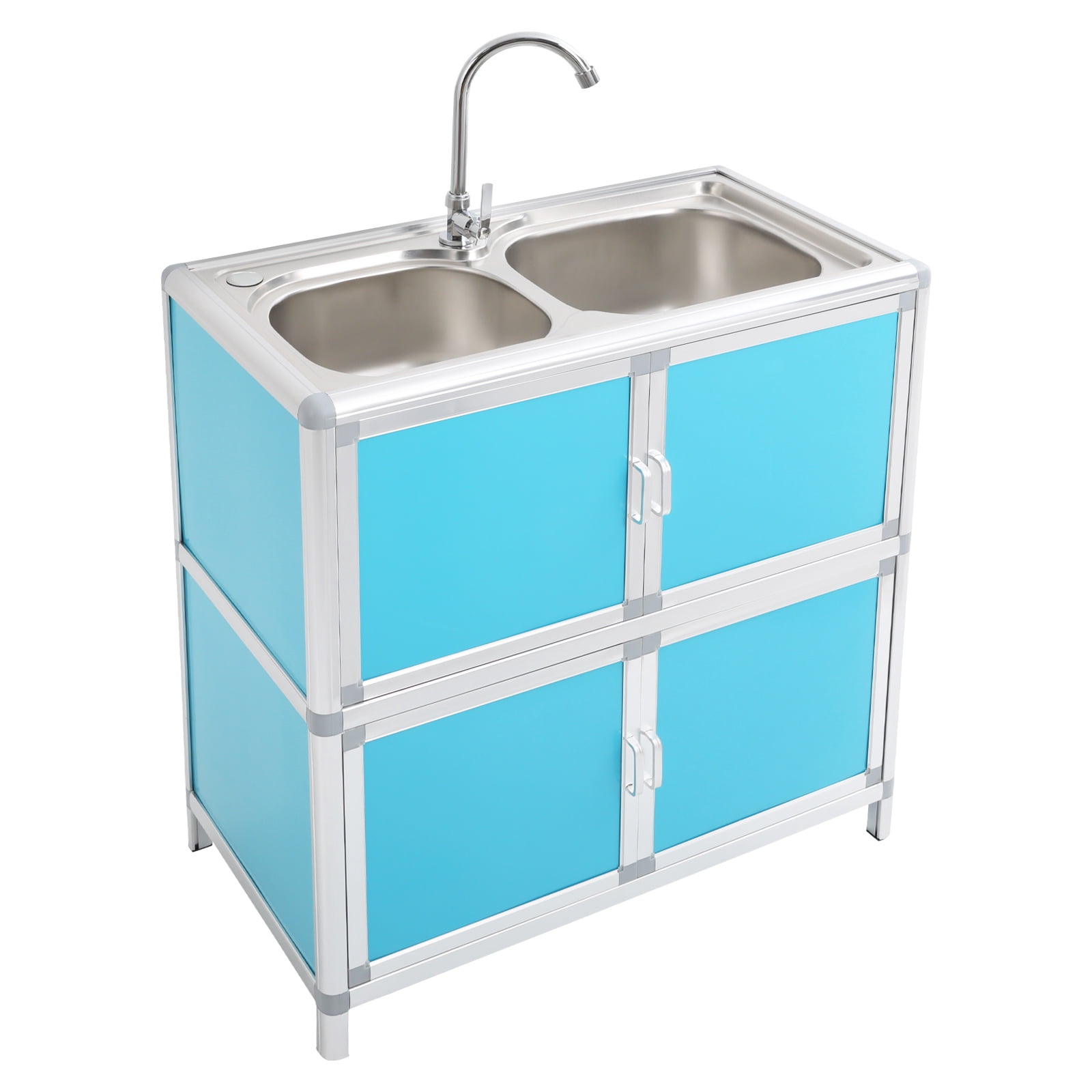 Kitchen Sink with Cabinet, Utility Sinks with Faucet, Freestanding Sink with Storage for Home Kitchen(Blue)