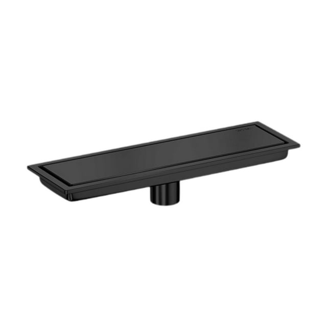 Drenaje de piso rectangular plano, fácil de instalar, panel de inserción de azulejos de acero inoxidable, drenaje rápido para baño, garaje, cuarto de Negro