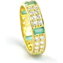 925 Sterling Silver Created Emerald May Birthstone Diamond Ring For Women Wedding Engagement Gift For Her