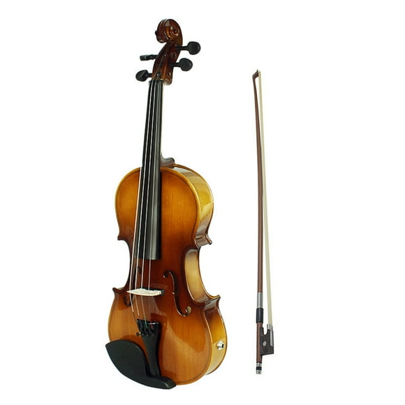 4/4 Full Size Acoustic EQ Electric Violin Fiddle Kit Solid Wood Spruce Face Board with Bow Hard Case Shoulder Rest Audio Cable Extra Strings Cloth Retro Sunset