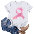 thumbnail image 4 of Pink Ribbon Shirts for Women Cancer Awareness Short Sleeve Crew Neck Tops Inspirational Casual Relaxed Fit Tees Z004-White L, 4 of 4
