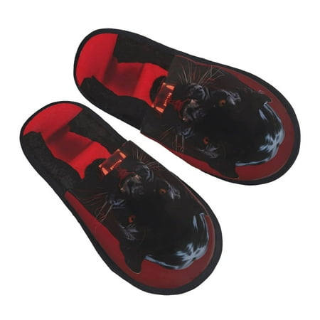 

JUNZAN Black Panther Red Background Slippers for Women House Shoes Non Slip Indoor/Outdoor Pineapple And Cactus Designs-Large