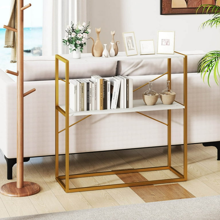 Costway 36” Console Table with Wooden Textured Open Shelves