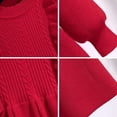 thumbnail image 5 of Otqutp Girls Sweater Dress Fall Winter Long Sleeve Cable Knit Pullover Clothes for Kids 𝗥uffle Collar Knee Length Midi Dresses, 5 of 9
