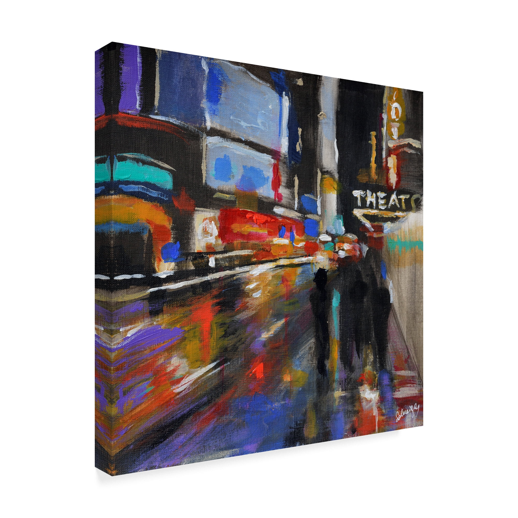 Trademark Fine Art 'Broadway At Night' Canvas Art by Solveiga