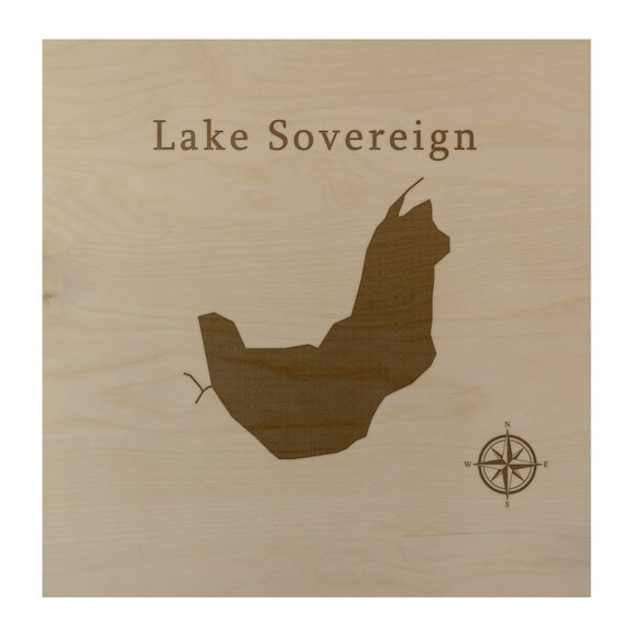 Lake Sovereign 12x12" Wood Lake Map Wall Art Office Decor Georgia