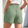 thumbnail image 4 of Loose Shorts Women Summer Women’s Lace Hem Shorts, Elastic Waist Drawstring Casual Beach Bottoms, Summer Loose Fits Comfy Vacation Shorts Green XXL, 4 of 8