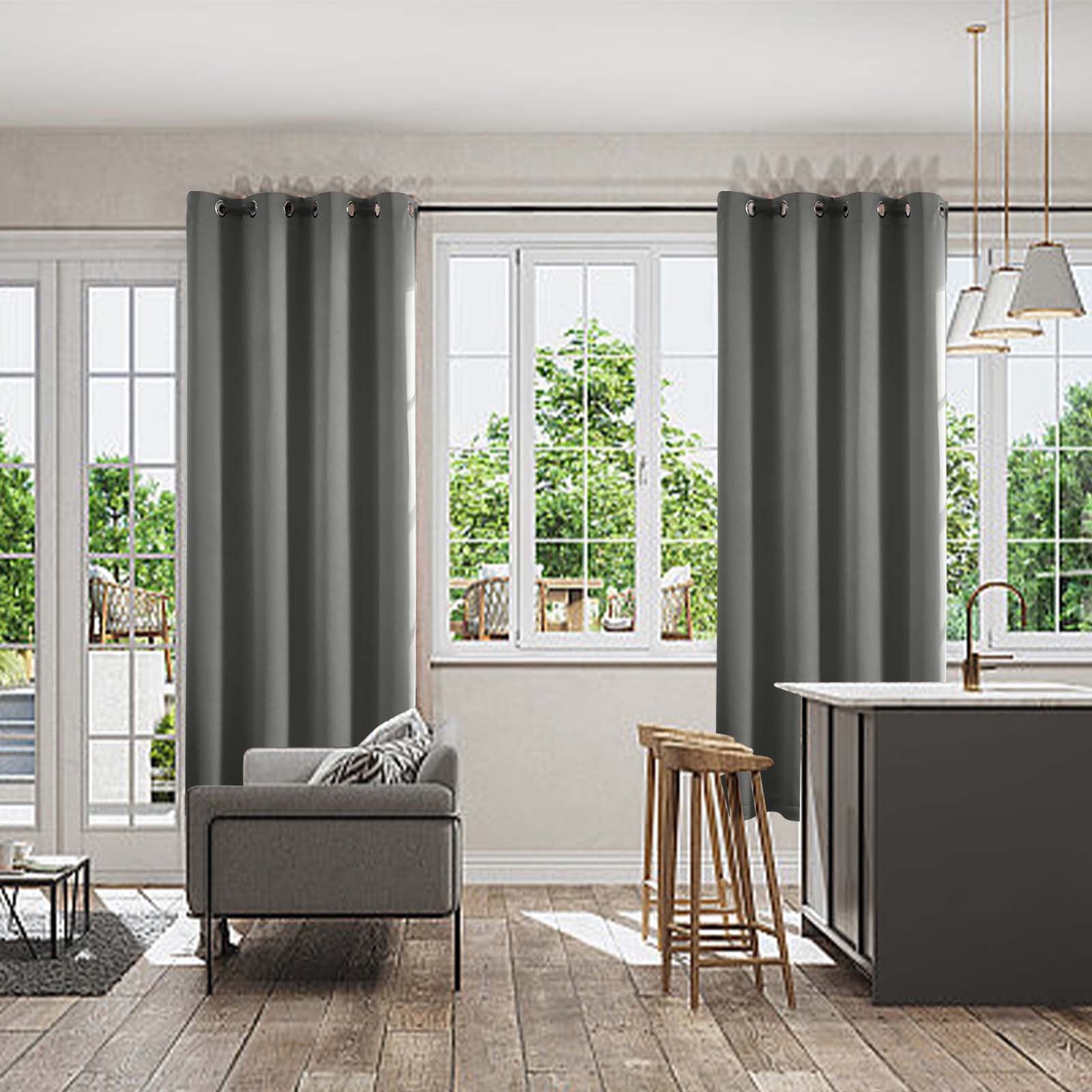 Blackout Curtains 84 Inch Length 2 Panels Set, Thermal Insulated Long Curtains& Drapes 2 Burg, Room Darkening Grommet Drapes for Living Room Bedroom Window (W52 x L84 Inch, Dark Gray)