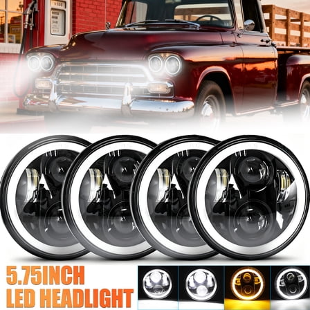 4pcs DOT 5.75" Round LED Headlights Halo DRL For Chevy 3100 Truck 1958 1959
