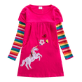 thumbnail image 1 of AAMILIFE Robe d'Automne à Manches Longues Licorne pour Filles Nouvelle Robe en Coton Brodée pour Enfants Robe à Fleurs Col Rond, 1 of 2