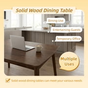 Noble House 47 Solid Wood Dining Table, Rectangular Mid-Century Kitchen Table with Rounded Corners, Walnut