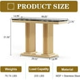 thumbnail image 2 of 47" Modern Faux Marble Console Table, Rectangular Top & Pillar Stainless Steel Base, Narrow Entryway Table for Entrance, Hallway, Foyer, or Living Room, 2 of 5