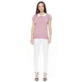 thumbnail image 5 of YEMAK Women's Classic Contrast Collar Short Sleeve Knit Pullover Sweater MK3591-HON/PUP-S, 5 of 5