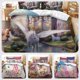 thumbnail image 3 of 3D blanco dibujos animados niños flor unicornio ropa de cama conjunto edredón funda nórdica, fundas de almohada, 3 of 5