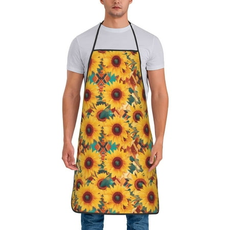 

Tideii Colorful Bohemian Sunflower for Tie-up Apron Unisex Waterproof and Stain-Resistant Bib Apron for Kitchen Garden Painting