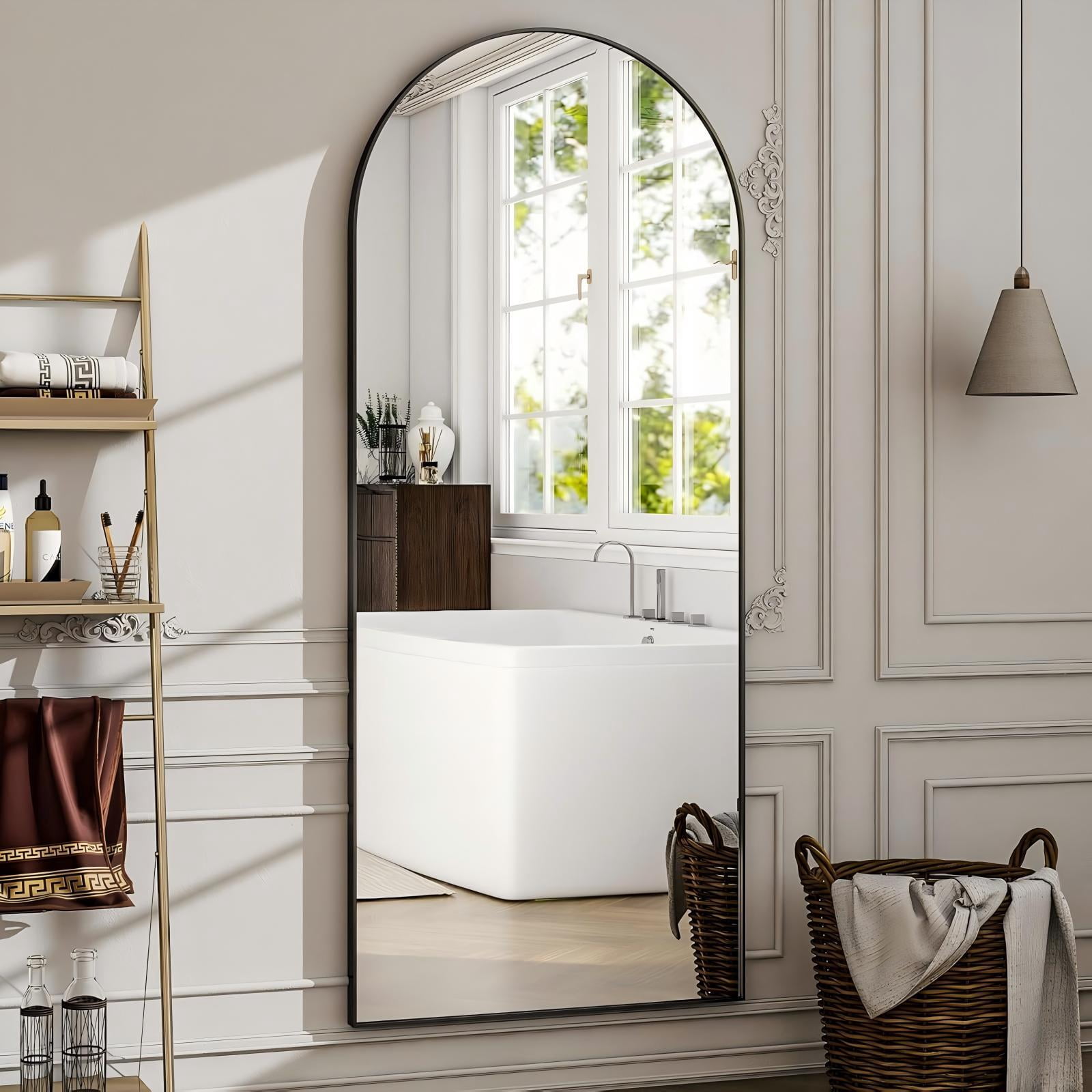 Mirrasia 21"x64" Arched Full Length Mirror Full Body Mirror,Black