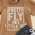 thumbnail image 5 of TOWED22 Baby Boy Summer Clothes Toddler Boys Short Sleeve Little Dude Embroidery Letter Shirt Top Solid Color Short Outfit(Brown,3-6 Months), 5 of 6