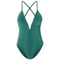 thumbnail image 5 of Cathalem Swimming Suits for Women Plus Size Bathing Suits Twist Front Cutout Adjustable Straps Ruched Swimwear,Green XL, 5 of 5