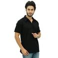thumbnail image 3 of Atasi Men's Short Sleeve Black Cotton Kurta Collar Shirt Indian Casual Clothing-X-Large, 3 of 9