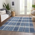 thumbnail image 5 of HomeRoots 678737 3 x 5 ft. Navy Blue, Ivory & Gray Plaid Washable Machine Made Rectangle Area Rug with UV Protection, 5 of 9