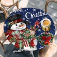 thumbnail image 2 of Blue Snowman Christmas Round Tablecloth, Fitted Table Cover with Elastic for 55"-60" Round Tables, Xmas Snowflake Botanical Table Cloth Outdoor Indoor Dinning Party Waterproof Tablecloths, 2 of 7
