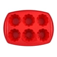 thumbnail image 2 of Silicone Baking Mold 6 Cup Flower Shaped 12X8 Inch Red Silicone Cupcake Pan for Homemade Muffins Dessert Baking Supplies for Home Kitchen Diy Baking, 2 of 6
