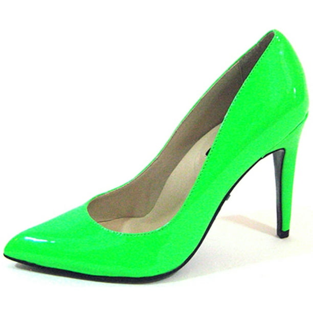 Etna Nøjagtig privat Highest Heel Womens 4" Plain Pump Neon Green Patent PU Shoes - Walmart.com