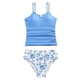 thumbnail image 7 of Ymyiu Teen Girl Bathing Suits Girls Tankini Swimsuits 2 Piece Cross Ruched Swimwear Printed Swim Shorts Girl Bathing Suit Size 9-10 Years (Sky Blue,9-10 Years), 7 of 7