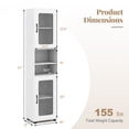 thumbnail image 3 of Costway Bathroom Cabinet, Slim Floor Storage Cabinet with 2 Fluted Doors,4 Rubber Feet White, 3 of 10