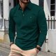 thumbnail image 1 of pstuiky camisa de manga larga para hombre, Camiseta de manga larga con solapa y botones de color liso para hombre camisetas de hombre m, 1 of 9