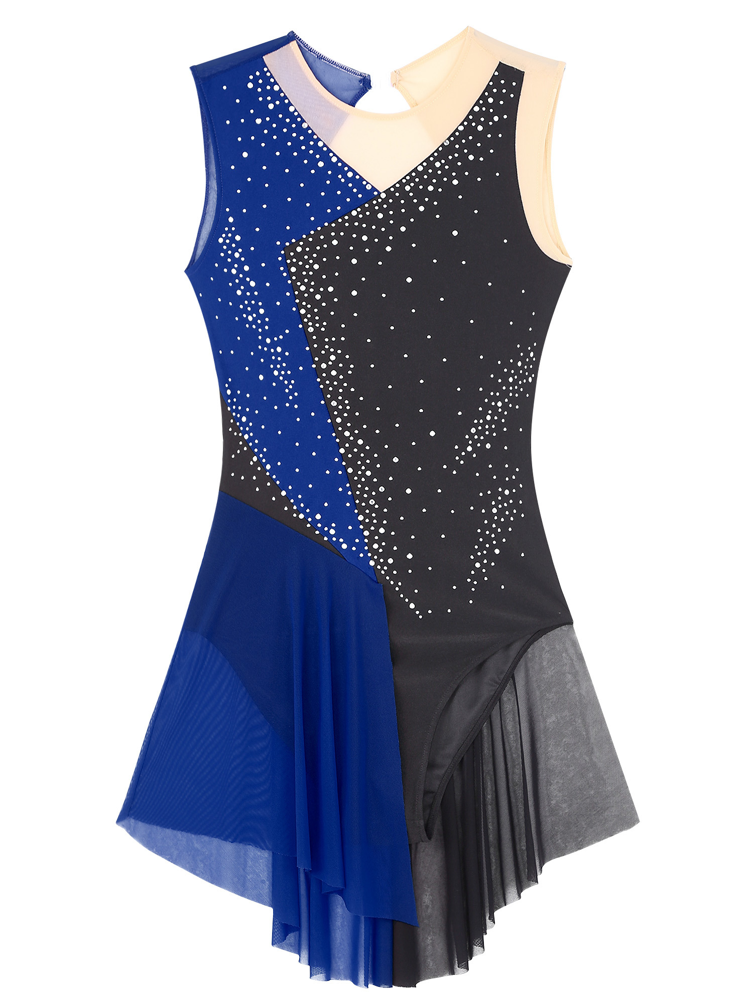 Robe De Patinage Artistique à Manches Longues Pour Fille – Paillettes, Justaucorps Intégré, Pour Compétition Et Danse (6 à 16 Ans)