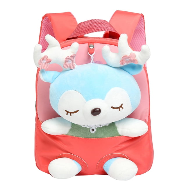 Kmbangi Sac à Dos Enfant Dessin Animé avec Poupée Élan 3D Bandoulière Réglable
