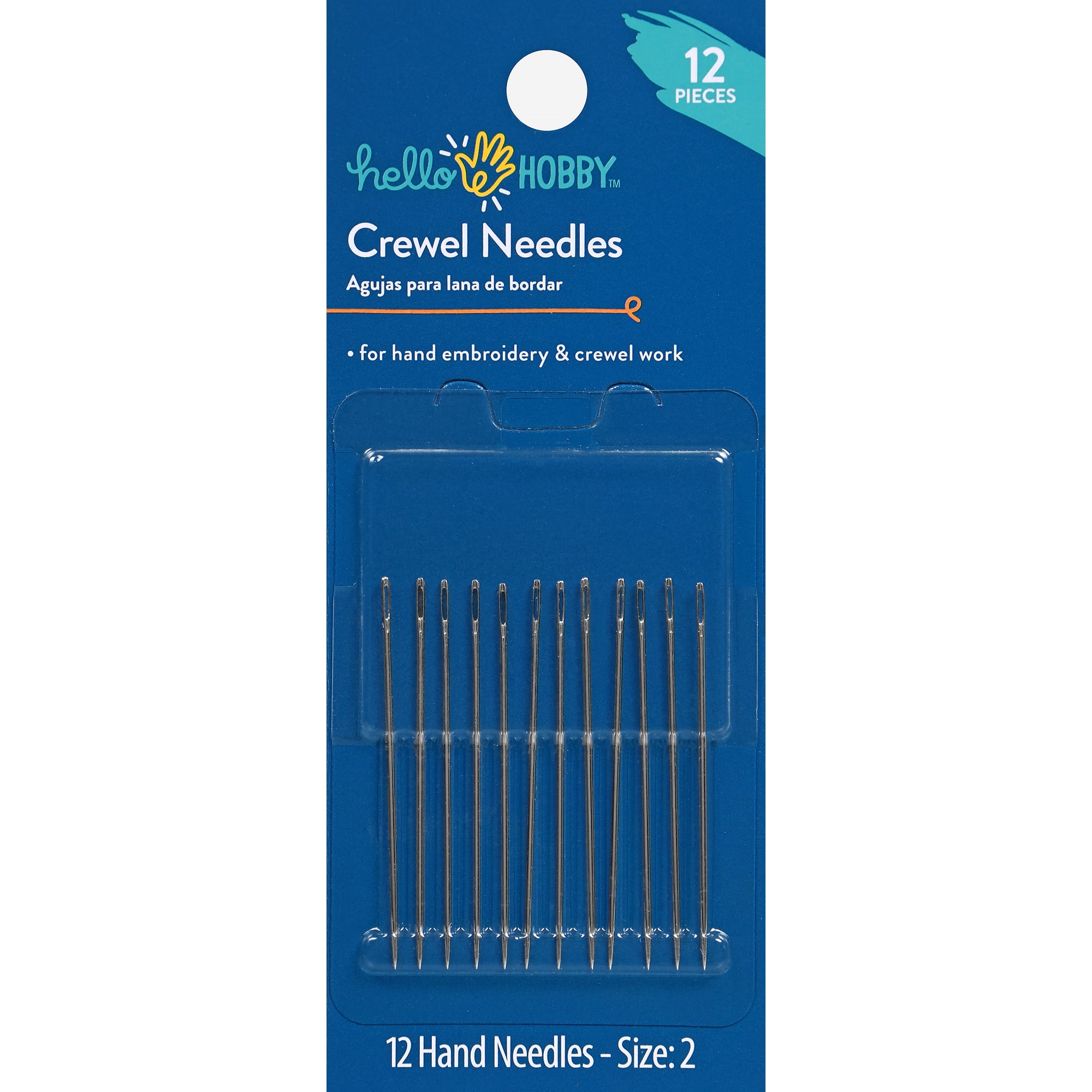 Hello Hobby Crewel Hand Sewing Needles, Size 2, 12 Pieces