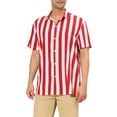 thumbnail image 1 of INSPIRE CHIC Mens Stripe Shirt Short Sleeved Color Block Button Down Beach Shirt M Red, 1 of 7