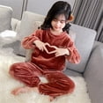 thumbnail image 2 of TAGOLD Kids Toddler Casual 2 Piece Outfits Set,Boys Girls Long Sleeve Winter Sets,Children's Flannel Sleepwear Set Long Pants Thickened Home Clothes Set,13 Years, 2 of 5