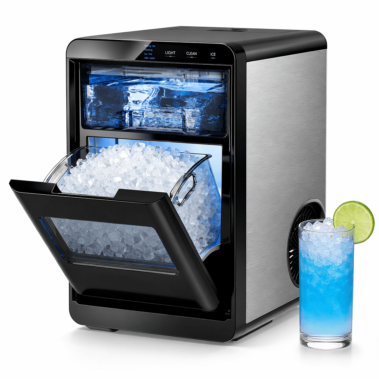 Havato Nugget Ice Maker, 44 lbs/day, Soft and Chewable Ice Machine with Self-Cleaning Function for Home