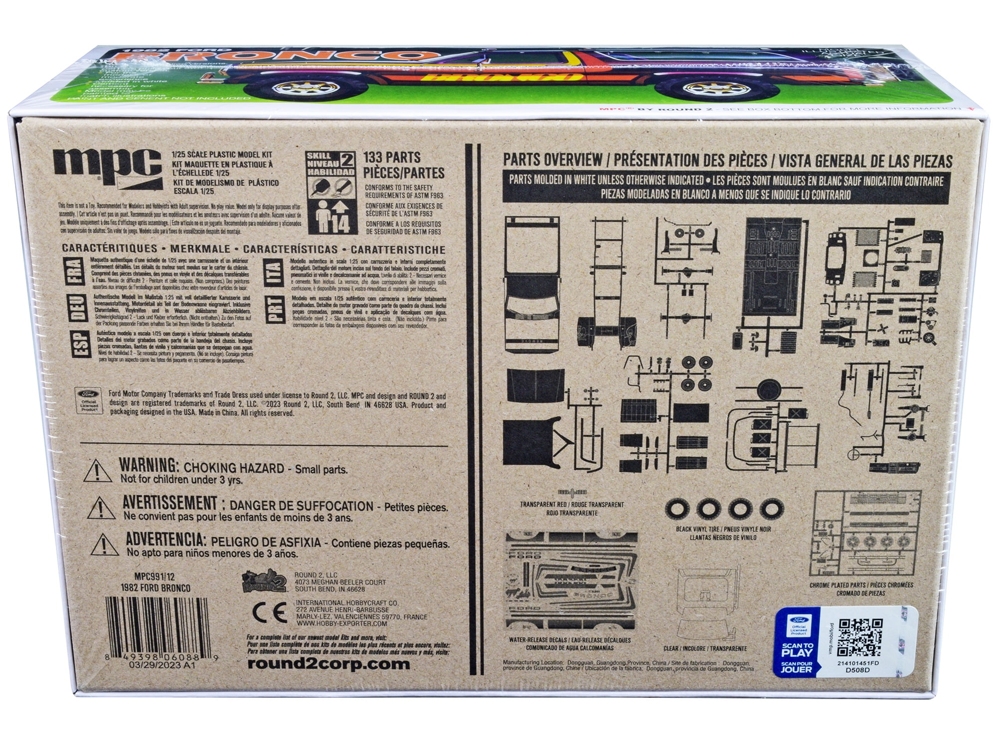 MPC MPC991 Skill 2 Model Kit 1982 Ford Bronco 1-25 Scale Model