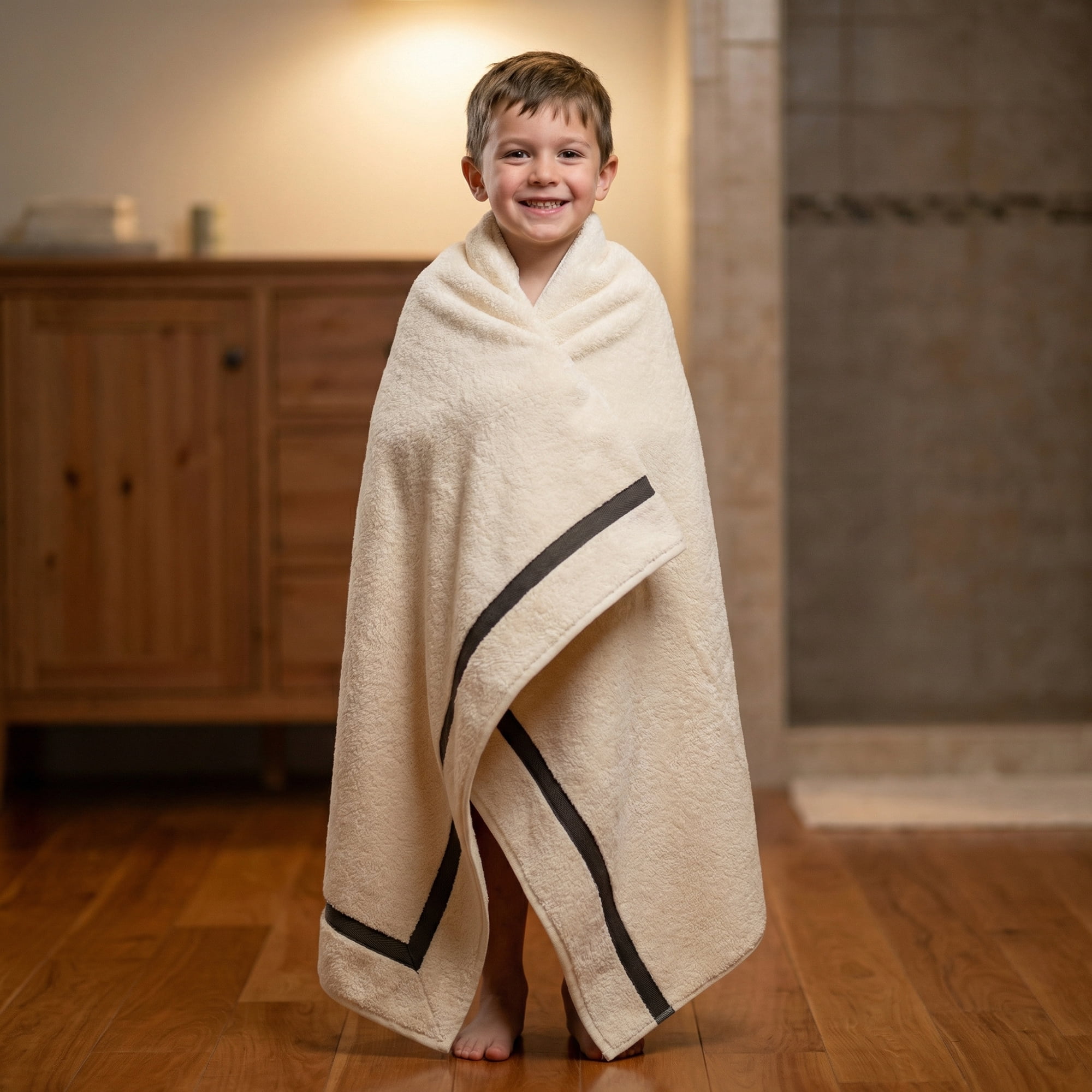 Unique Bargains Ultra Soft Highly Absorbent Coral Fleece Bath Towel Beige 63" x 31"