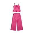 thumbnail image 6 of BLTIBY Toddler Girls 2 Piece Outfits Cute Fashion Ruffle Sleeveless Cami Tank Top and Wide Leg Pants Sets Hot Pink 14-15Years, 6 of 9
