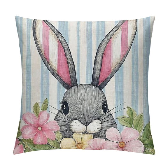 PRATYUS Easter Pillow Covers Bunny Easter Pillow Cases for Home Bed Holiday Farmhouse Outdoor Decoration Pink Easter Throw Pillow Covers for Sofa Couch Cushion 12x12in