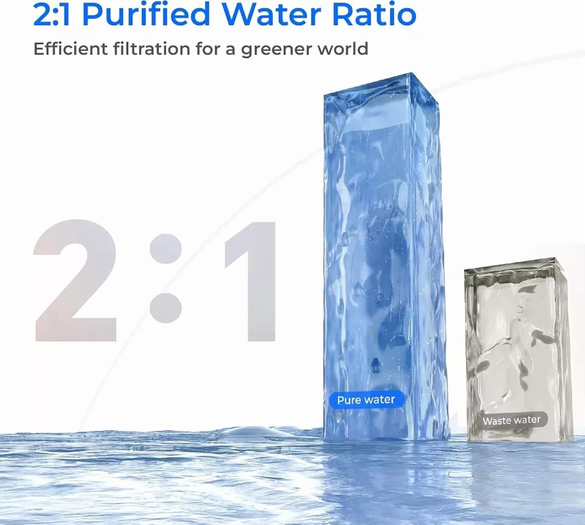 Waterdrop X8 Reverse Osmosis System, 800 GPD Tankless Reverse Osmosis Water Filter, 9-Stage Filtration Undersink RO Water Filtration System,with 3 filter