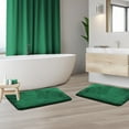 thumbnail image 6 of 2 Piece Premium Memory Foam Bathroom Mat Set - Absorbent Luxury Plush Non Slip Carpet for Tub Shower & Bath Room, Soft Floor Mats, Machine Washable - Set of 2 17x24 Inch Bath Rugs, Hunter Green, 6 of 6