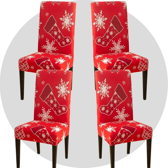 Christmas Stretch Chair Covers Slipcovers Set of 4 Stretchable Dining Chair Slipcover Washable Removable for Kitchen,Hotel,Restaurant