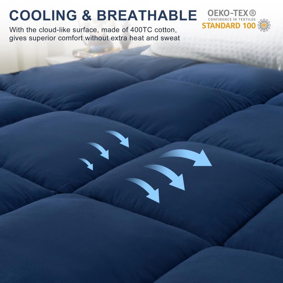 Mattress Topper Twin Cooling Plush Pillow Top Mattress Pad/Bed Topper, Hotel Quality Down Alternative Pillow Topper with Elastic band