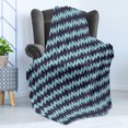 thumbnail image 4 of Navy Soft Flannel Fleece Throw Blanket, Diamond Shaped Blurry Ikat Pattern Chevron Effects Image, Cozy Plush for Indoor and Outdoor Use, 60" x 80", Eggplant Turquoise, by Ambesonne, 4 of 5