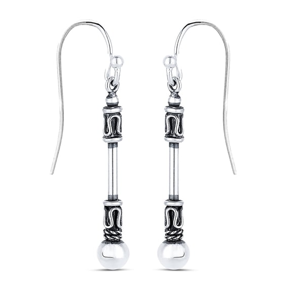 LeCalla 925 Sterling Silver Antique Balinese Drop Dangle Earrings for Women and Teen 40mm